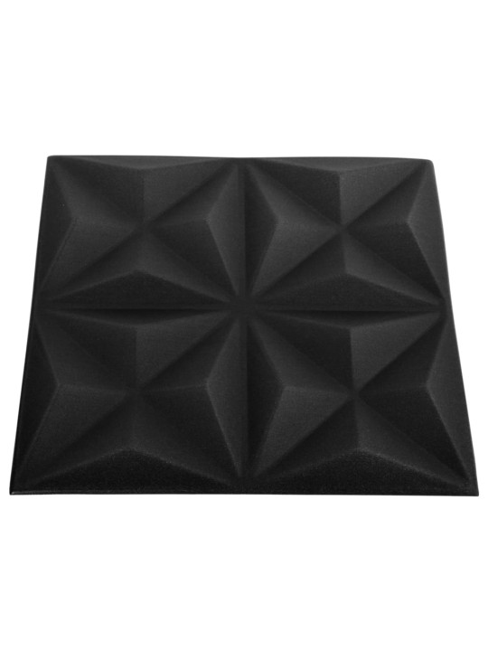 3D nástěnné panely 12 ks 50 x 50 cm origami černé 3 m²