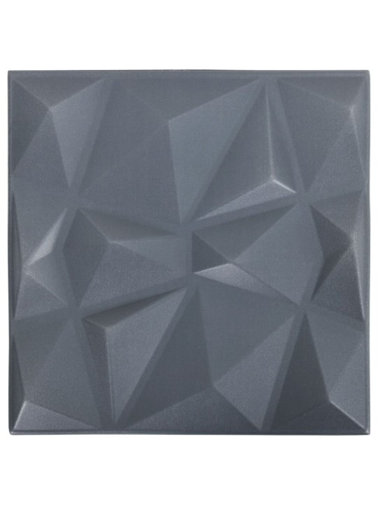 3D nástěnné panely 12 ks 50 x 50 cm diamant šedé 3 m²