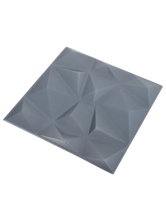 3D nástěnné panely 12 ks 50 x 50 cm diamant šedé 3 m²