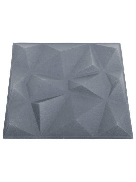 3D nástěnné panely 12 ks 50 x 50 cm diamant šedé 3 m²