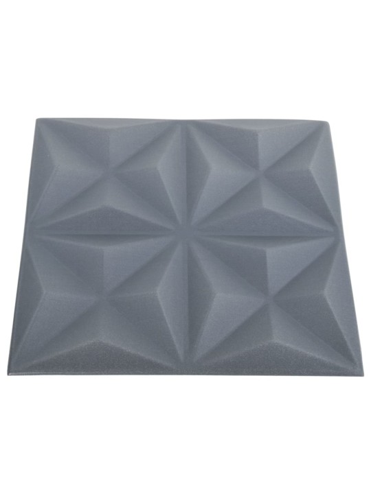 3D nástěnné panely 12 ks 50 x 50 cm origami šedé 3 m²