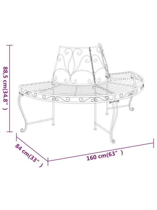 Půlkruhové lavice kolem stromu 2 ks Ø 160 cm černé ocel