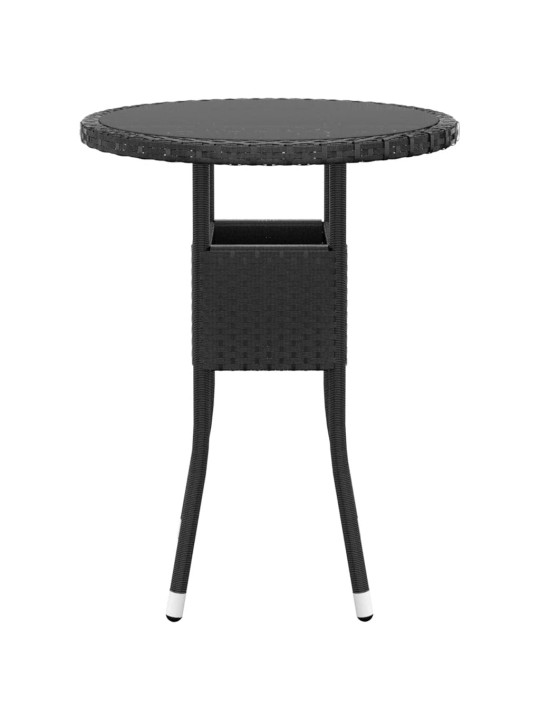 3dílný zahradní bistro set polyratan a tvrzené sklo černý