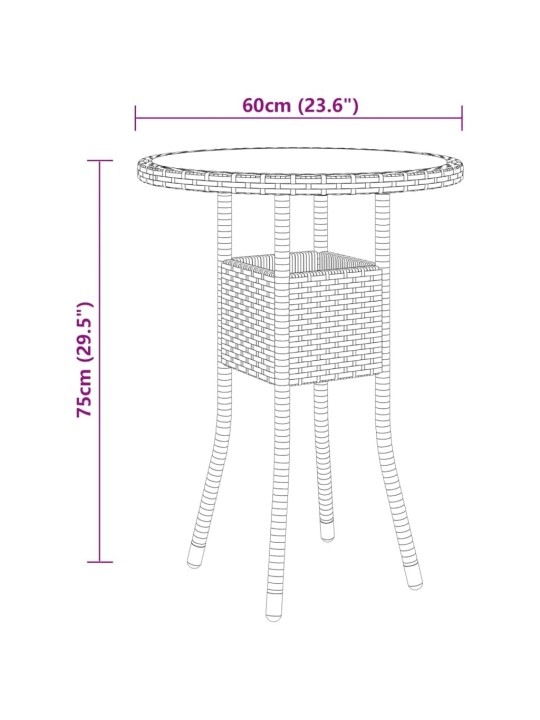 3dílný zahradní bistro set polyratan a tvrzené sklo hnědý
