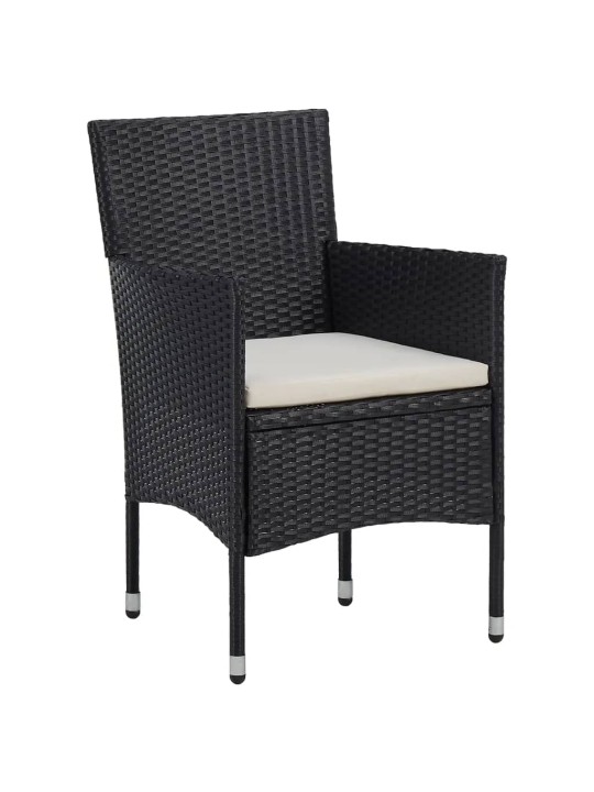 3dílný zahradní bistro set polyratan a tvrzené sklo černý