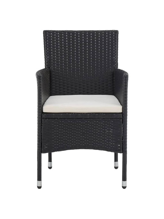 3dílný zahradní bistro set polyratan a tvrzené sklo černý