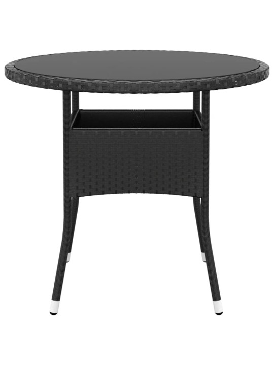 3dílný zahradní bistro set polyratan a tvrzené sklo černý