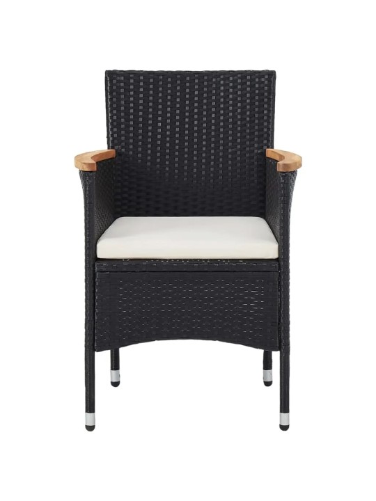 5dílný zahradní bistro set polyratan a tvrzené sklo černý