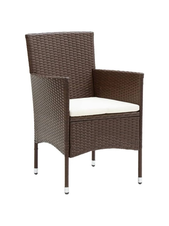 5dílný zahradní bistro set polyratan a tvrzené sklo hnědý