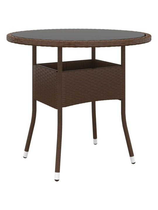 5dílný zahradní bistro set polyratan a tvrzené sklo hnědý