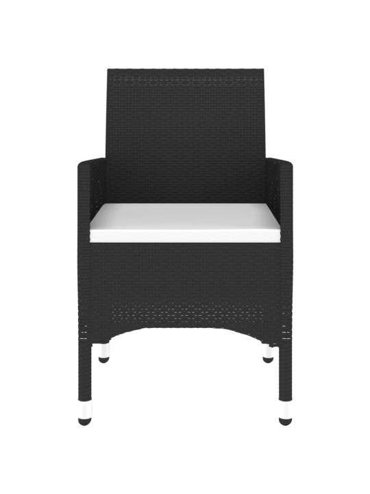 3dílný zahradní bistro set polyratan a masivní dřevo černý