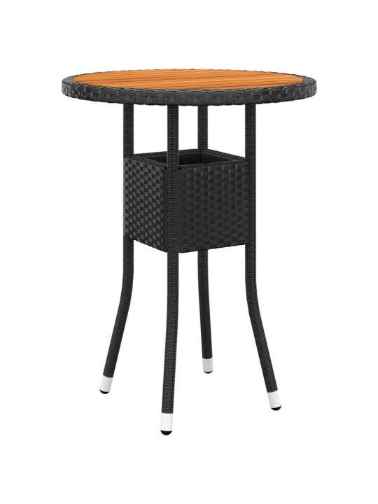 3dílný zahradní bistro set polyratan a masivní dřevo černý