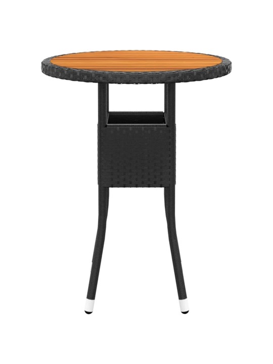 3dílný zahradní bistro set polyratan a masivní dřevo černý
