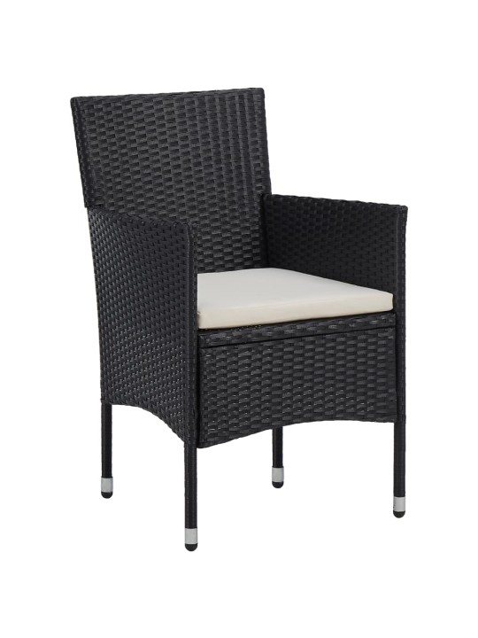 3dílný zahradní bistro set polyratan a masivní dřevo černý