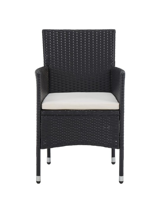 3dílný zahradní bistro set polyratan a masivní dřevo černý