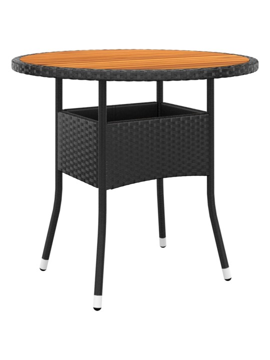 3dílný zahradní bistro set polyratan a masivní dřevo černý