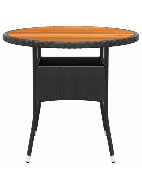 3dílný zahradní bistro set polyratan a masivní dřevo černý
