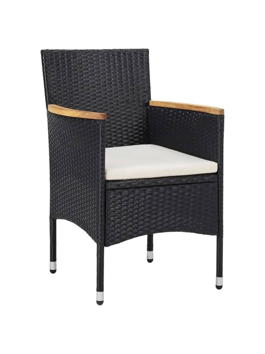 5dílný zahradní bistro set polyratan a masivní dřevo černý