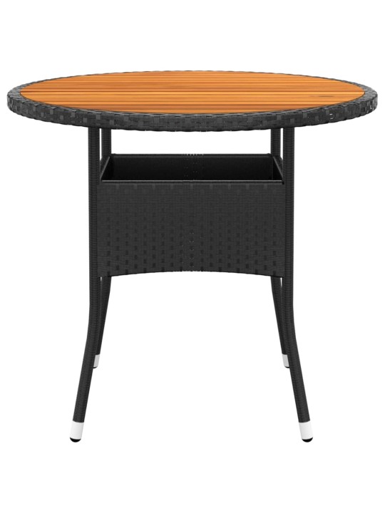 5dílný zahradní bistro set polyratan a masivní dřevo černý