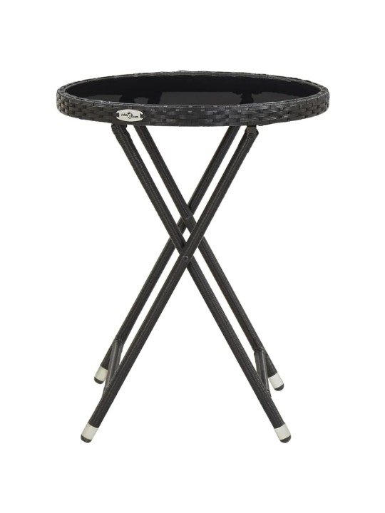 3dílný zahradní bistro set polyratan a tvrzené sklo černý