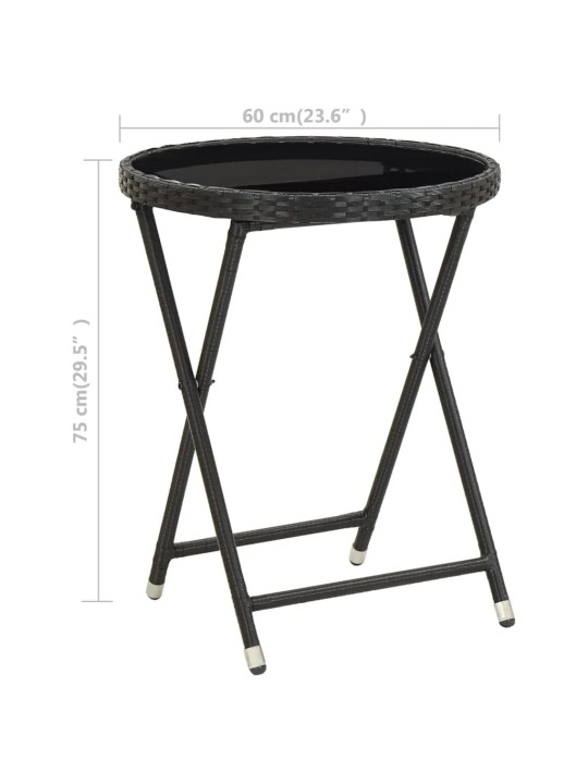 3dílný zahradní bistro set polyratan a tvrzené sklo černý