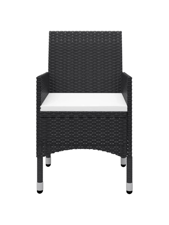 3dílný zahradní bistro set polyratan a tvrzené sklo černý