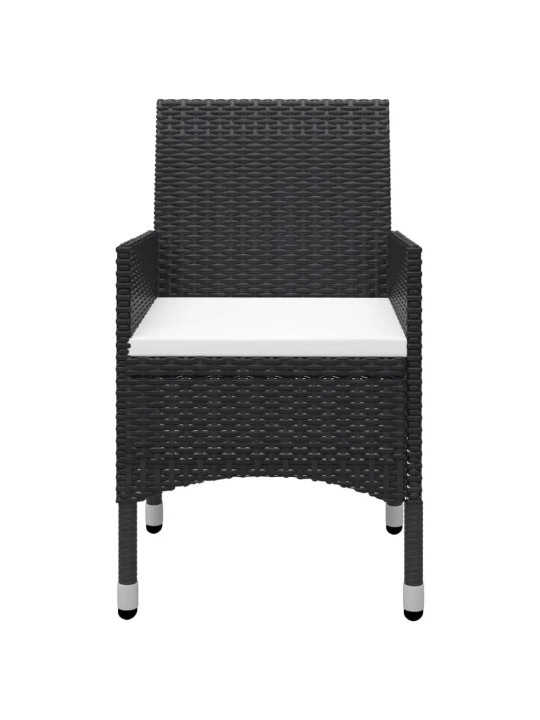 3dílný zahradní bistro set polyratan a masivní dřevo černý