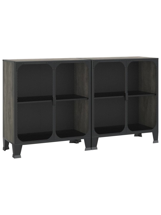 Úložné skříně 2 ks šedé 72 x 36 x 82 cm kov a MDF