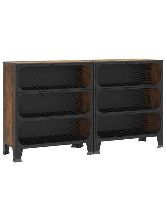 Úložné skříně 2 ks rustikálně hnědé 72 x 36 x 82 cm kov a MDF