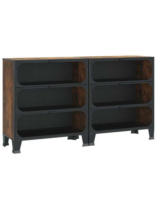 Úložné skříně 2 ks rustikálně hnědé 72 x 36 x 82 cm kov a MDF
