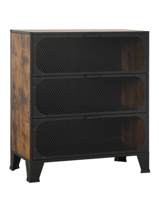 Úložné skříně 2 ks rustikálně hnědé 72 x 36 x 82 cm kov a MDF