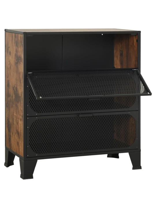 Úložné skříně 2 ks rustikálně hnědé 72 x 36 x 82 cm kov a MDF