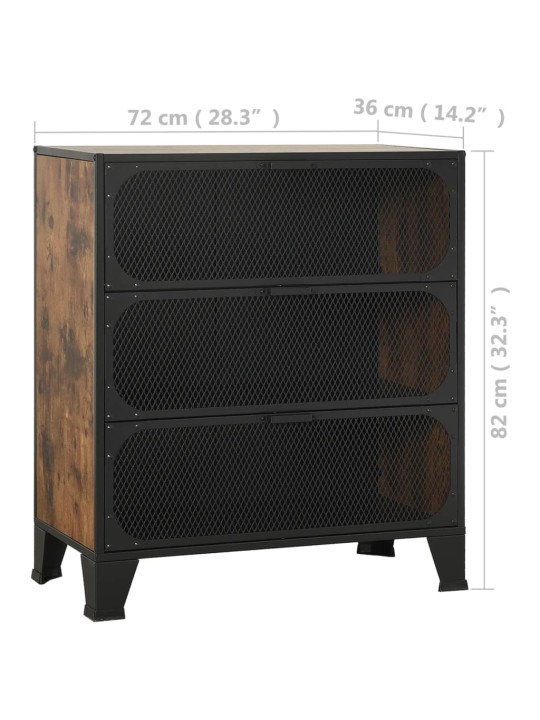 Úložné skříně 2 ks rustikálně hnědé 72 x 36 x 82 cm kov a MDF