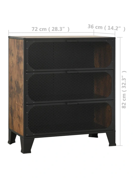 Úložné skříně 2 ks rustikálně hnědé 72 x 36 x 82 cm kov a MDF