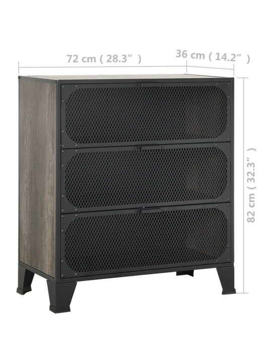 Úložné skříně 2 ks šedé 72 x 36 x 82 cm kov a MDF