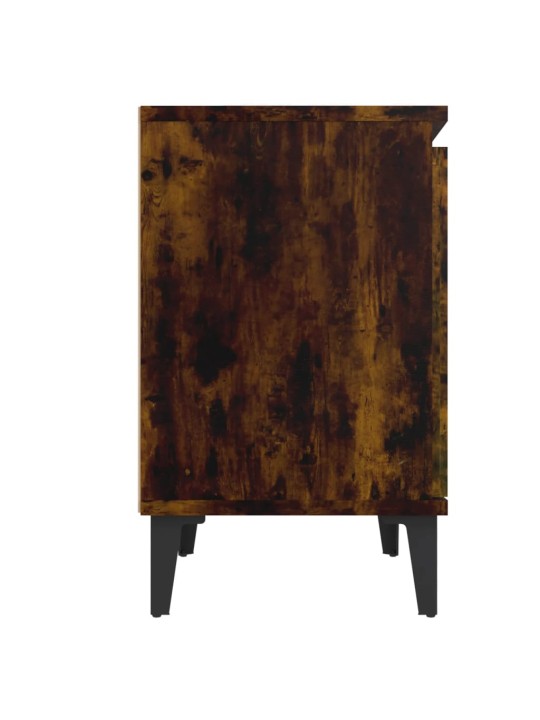 Noční stolky s kovovými nohami kouřový dub 40 x 30 x 50 cm
