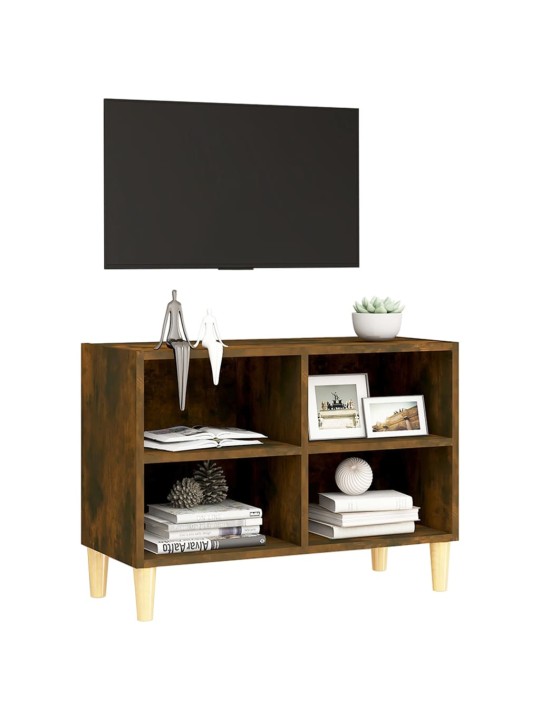 TV stolek masivní dřevěné nohy kouřový dub 69,5 x 30 x 50 cm