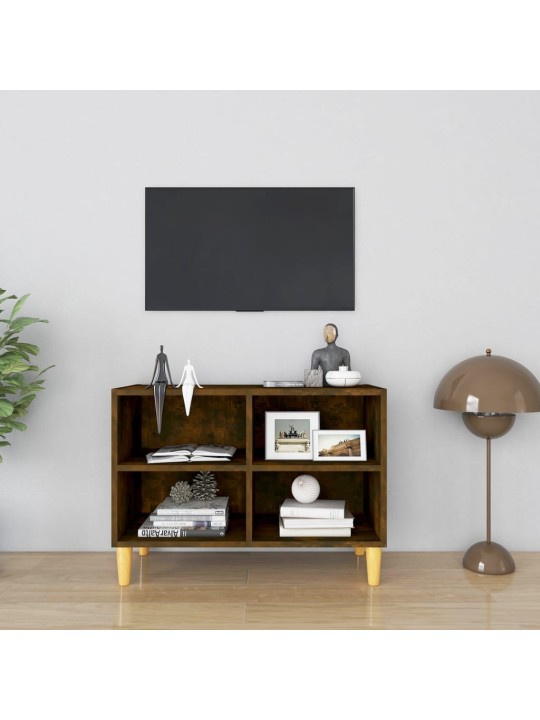 TV stolek masivní dřevěné nohy kouřový dub 69,5 x 30 x 50 cm
