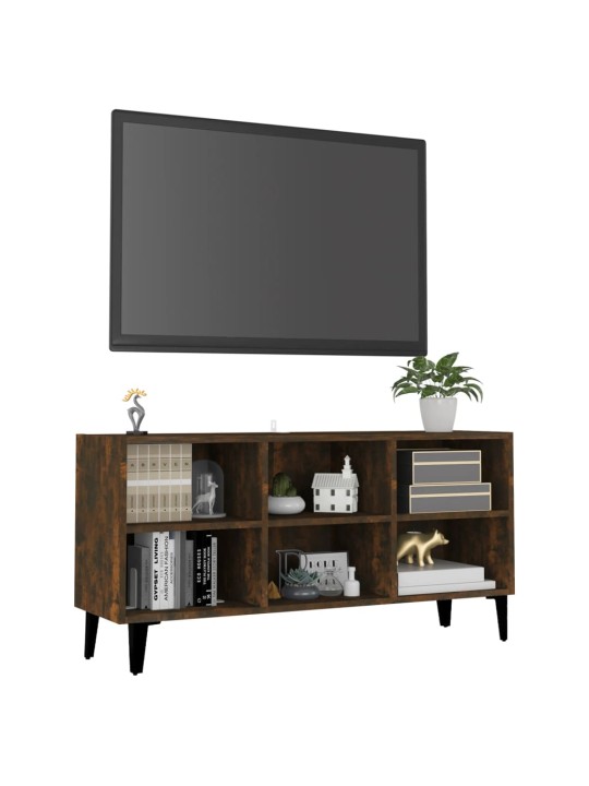 TV stolek s kovovými nohami kouřový dub 103,5 x 30 x 50 cm