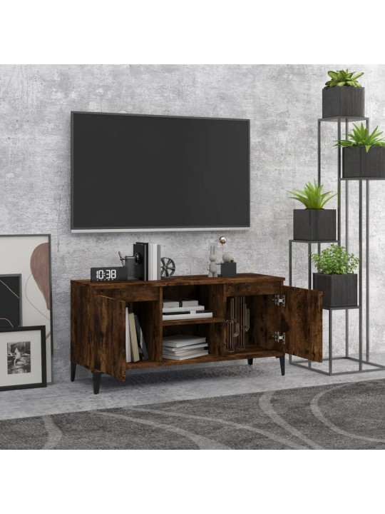 TV stolek s kovovými nohami kouřový dub 103,5 x 35 x 50 cm