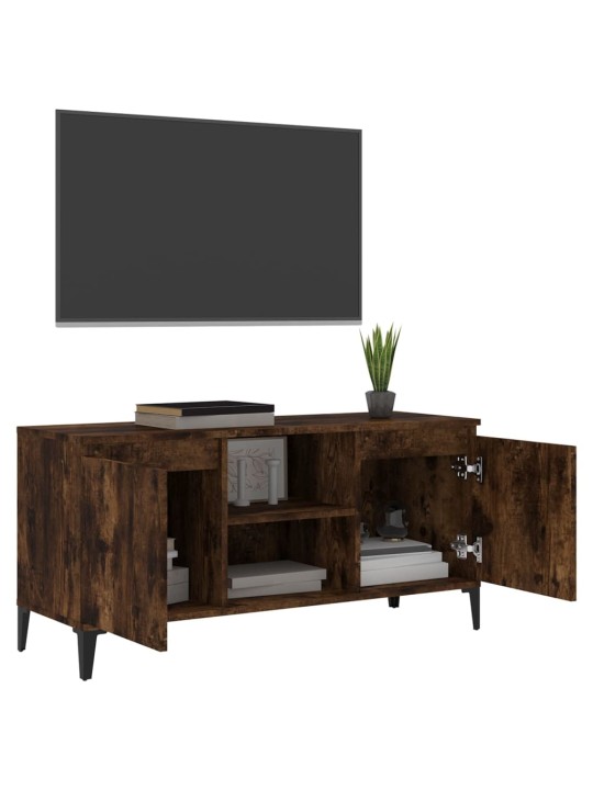 TV stolek s kovovými nohami kouřový dub 103,5 x 35 x 50 cm
