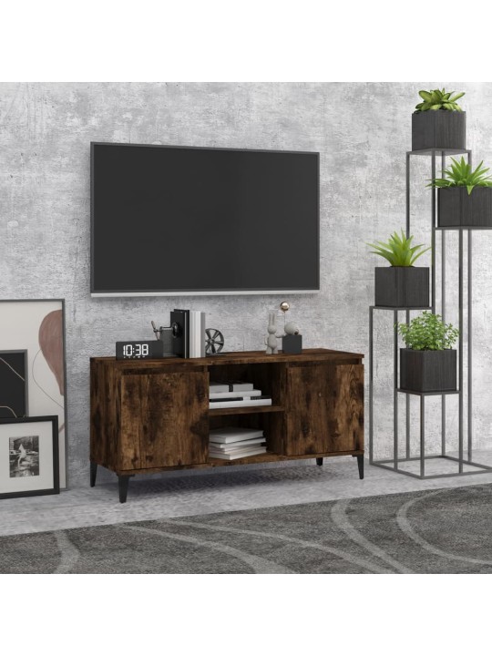 TV stolek s kovovými nohami kouřový dub 103,5 x 35 x 50 cm