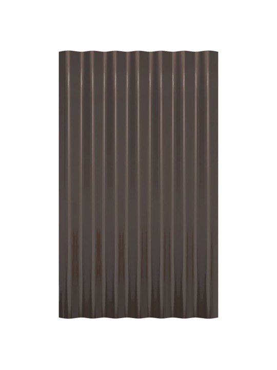 Střešní panely 12 ks práškově lakovaná ocel hnědé 60 x 36 cm