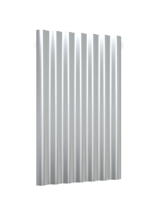 Střešní panely 36 ks práškově lakovaná ocel stříbrné 80 x 36 cm