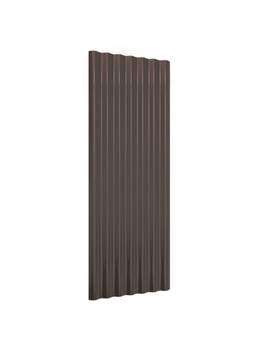 Střešní panely 12 ks práškově lakovaná ocel hnědé 100 x 36 cm