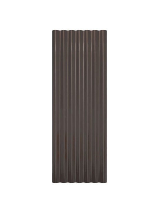 Střešní panely 12 ks práškově lakovaná ocel hnědé 100 x 36 cm