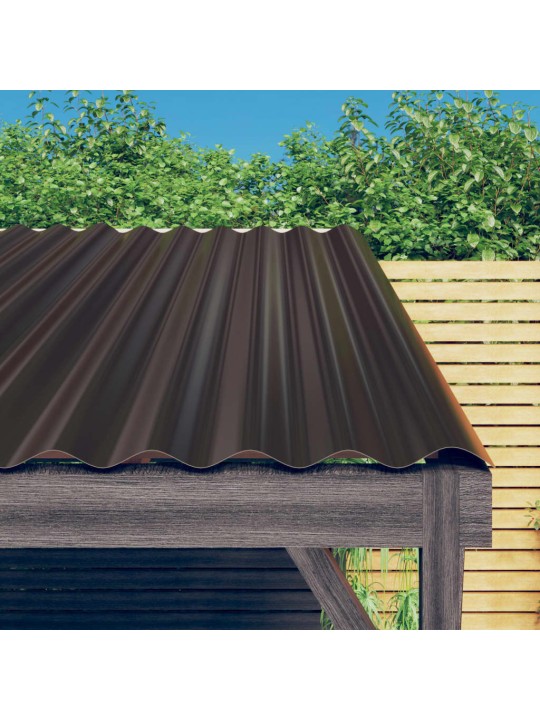 Střešní panely 12 ks práškově lakovaná ocel hnědé 100 x 36 cm