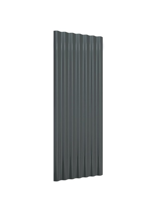 Střešní panely 12 ks práškově lakovaná ocel antracit 100x36 cm