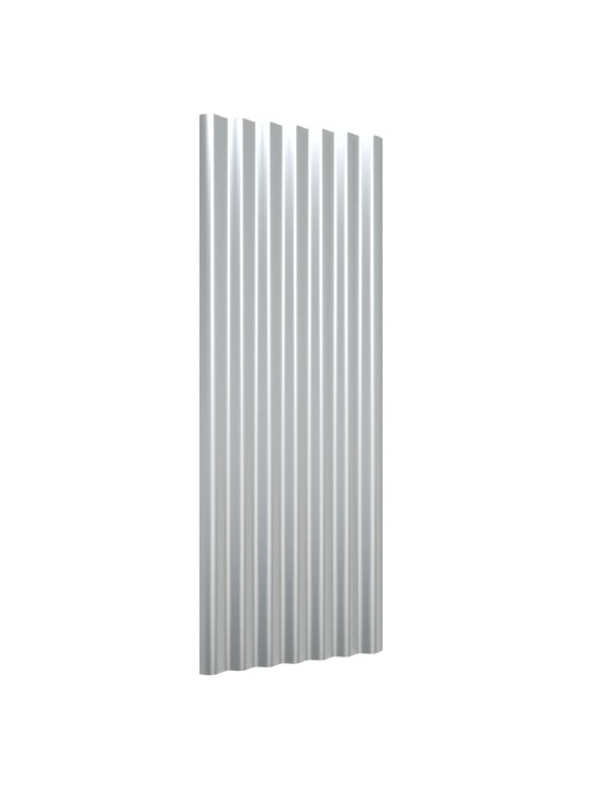Střešní panely 12 ks práškově lakovaná ocel stříbrné 100x36 cm