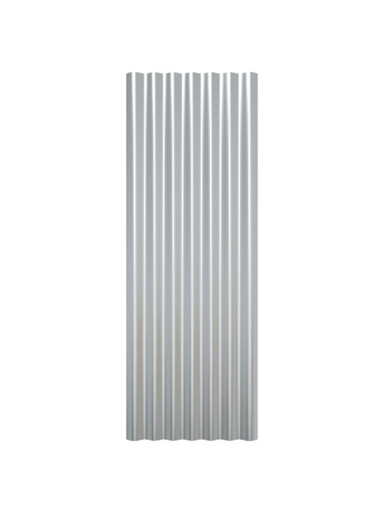Střešní panely 12 ks práškově lakovaná ocel stříbrné 100x36 cm